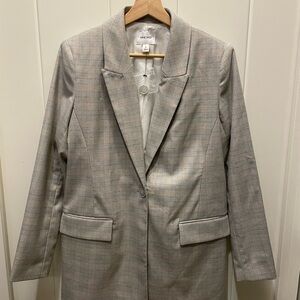 Nine West Gray Plaid Blazer